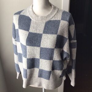 Sincerely Jules | Gray + Blue Checkered Sweater